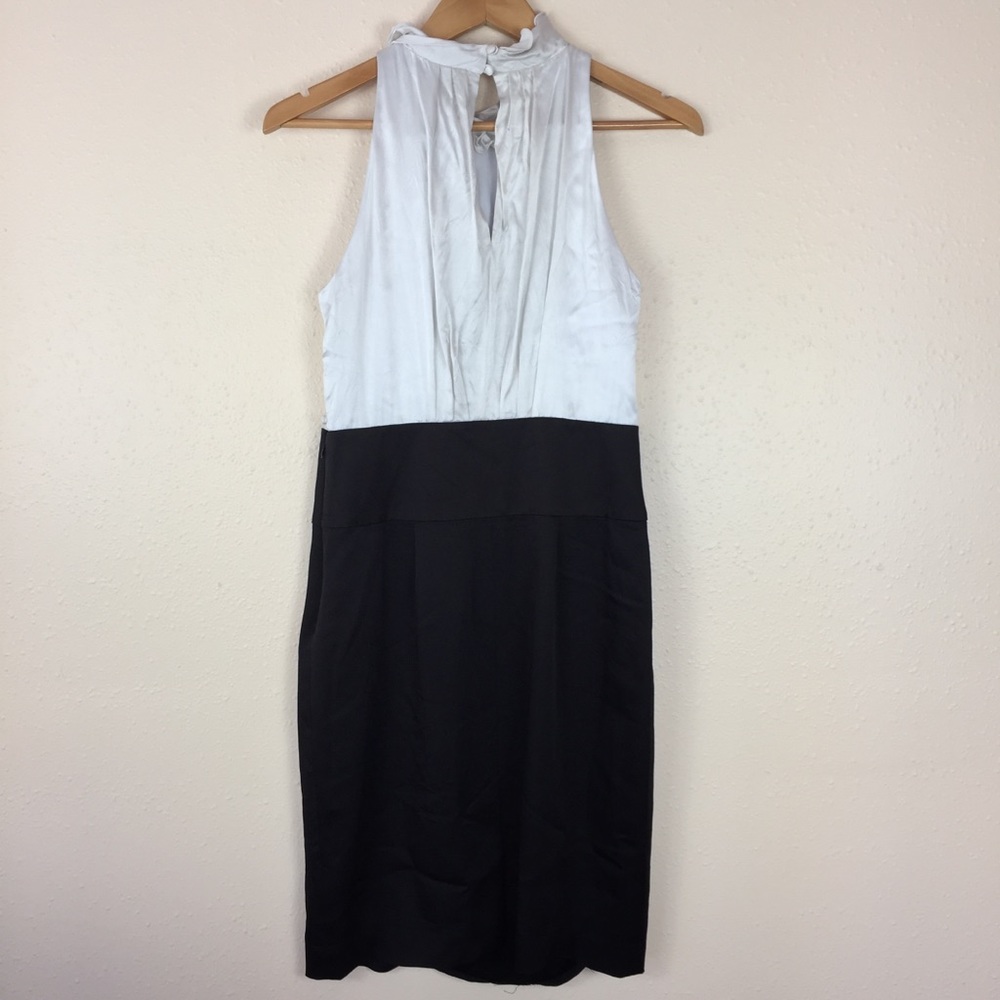 BCBG MaxAzria Silk Halter Dress White Black Sz 10 - Picture 4 of 8